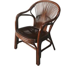 天然藤编休闲椅家用阳台椅老人扶手椅真藤靠背椅户外庭院椅茶桌椅
