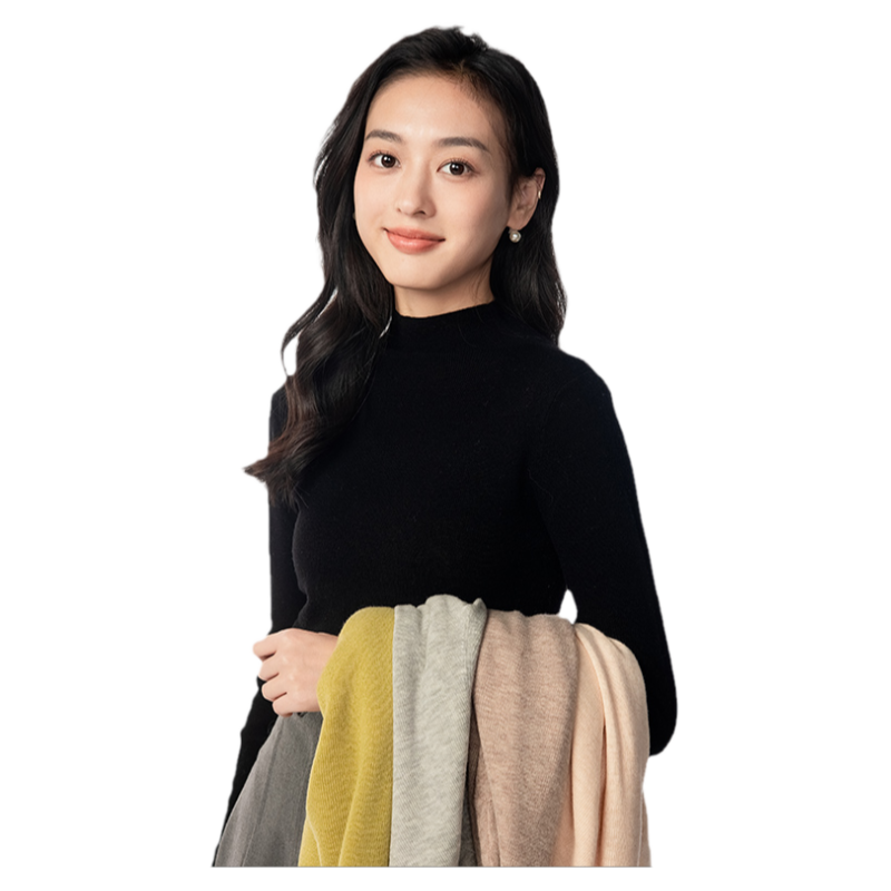 100%羊毛半高领内搭打底衫新款黑色毛衣外穿女搭