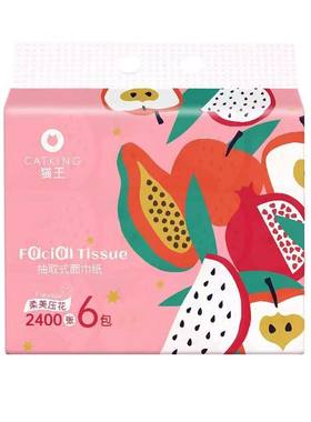 猫王抽纸100抽18包4层印花餐巾纸