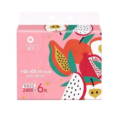 猫王抽纸100抽18包4层印花餐巾纸