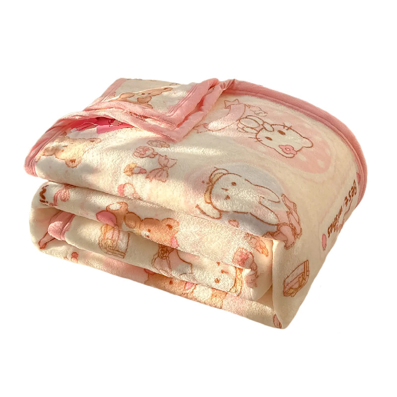 可爱少女心小毛毯牛奶绒双面加绒办公室午睡毯子宿舍单人盖毯床单