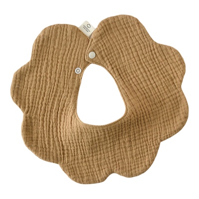 跨境婴儿口水巾纱布A类花瓣围兜纯色双面口水兜360度造型宝宝围嘴