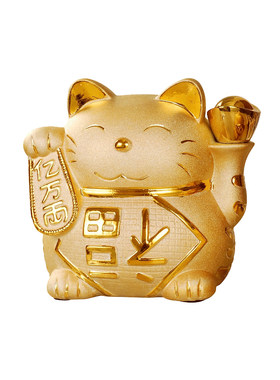 金色招财猫存钱罐摆件