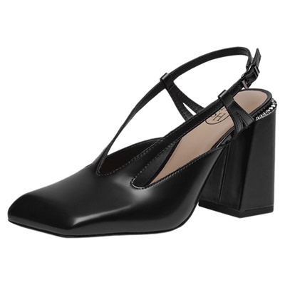 ASH女鞋2025夏季新款AURA真皮包头时装凉鞋女粗跟一字扣带高跟鞋