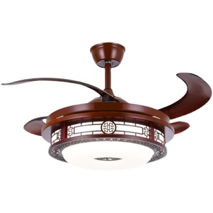 新中式风扇灯吊扇灯实木隐形餐厅客厅吊灯吊扇一体带灯古典中国风