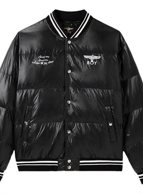 【英伦往事】BOYLONDON羽绒服冬季90绒棒球领夹克印花外套N28902