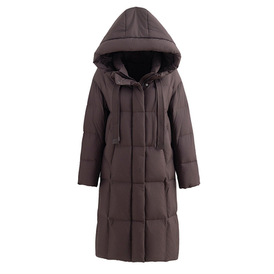 雪中飞2025新款鹅绒服女过膝中长款加厚连帽妈妈时尚保暖羽绒外套