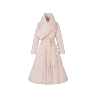 雅乔【公主羽绒服】冬装粉色高充绒约300g收腰A字大摆保暖长外套
