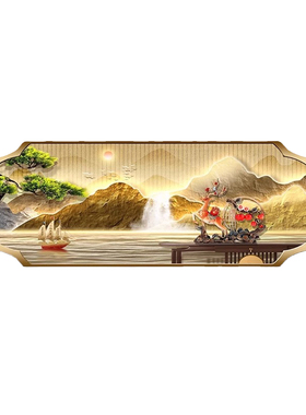 客厅沙发背景墙装饰画2027新款高档大气横款挂画金山福鹿餐厅壁画