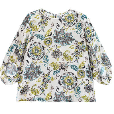 GESGOO设计感印花双绉真丝衬衫