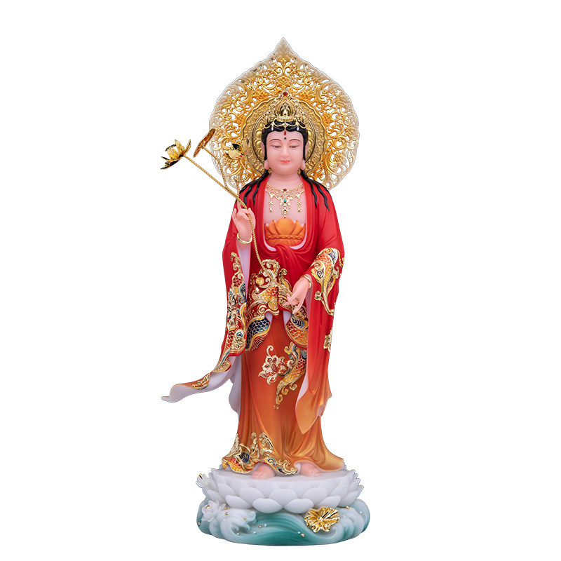 西方三圣佛像汉白玉家用供奉摆件