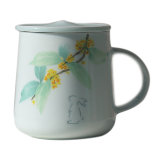 子木猫狗恋蝶玲珑陶瓷马克杯可爱情侣水杯女生高颜值咖啡杯景德镇