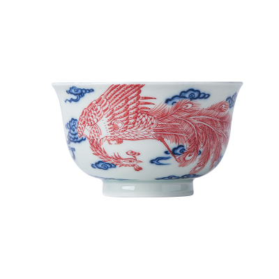 景德镇陶瓷青花釉里红茶杯茶具