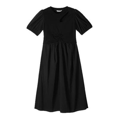 MSLAN夏季收腰镂空小黑裙