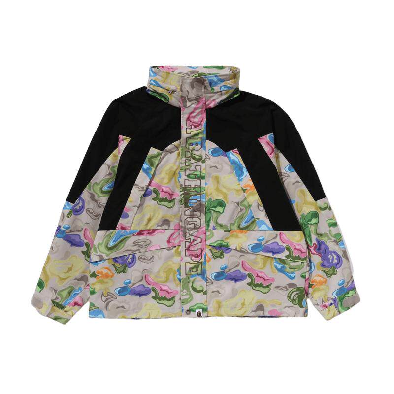 油画迷彩拼接连帽夹克外套BAPE