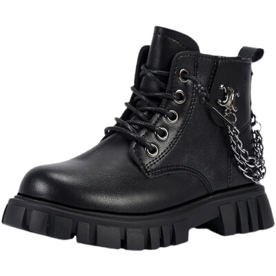 秋冬季牛皮加绒马丁靴儿童棉鞋