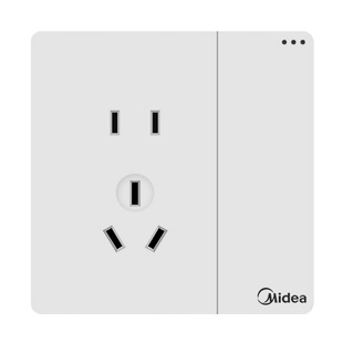 美的开关插座面板家用86型墙壁暗装一开五孔16a三孔空调白色正品