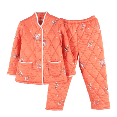 罗丝美纯棉直贡夹棉印花起居服