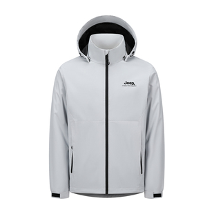 Jeep户外冲锋外套男士防风宽松抓绒登山服新款立领夹克秋软壳衣