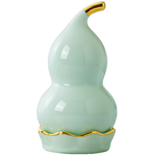 贝玉青瓷牙签盒家用个性创意餐桌陶瓷葫芦牙签筒轻奢办公室烟灰缸