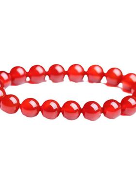 7a级天然红玛瑙手链女招财男女情侣款礼物本命年玉髓水晶佛珠手串