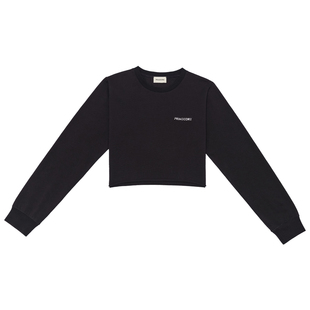 PRIMECORE丨P.C COTTON Crop卷边长袖刺绣短款卫衣女