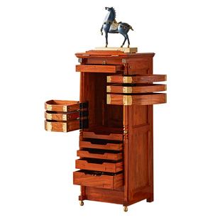 缅甸花梨木牙科柜文玩收纳柜大果紫檀落地边柜茶具柜新中式首饰柜