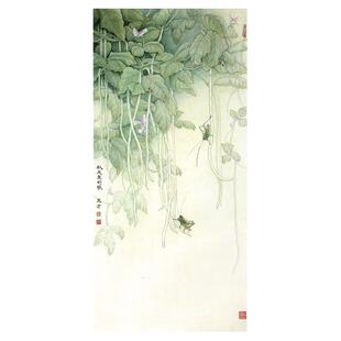 【有步骤】王永才《秋天里的歌》豆角花叶蝈蝈草虫工笔画白描底稿