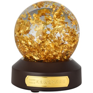 金陵金箔风生水起水晶球财寓意源滚滚办公桌摆件开业乔迁新居礼品