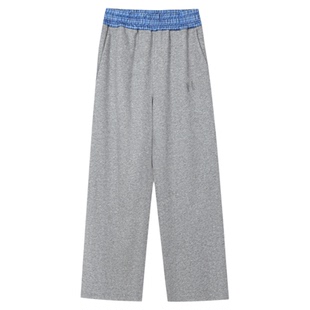 MEDM 基础双面拼格子休闲裤美式简约百搭通勤男女宽松拖地裤春秋