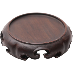 黑檀木如意香炉底座实木家用紫光檀木质摆件托架奇石花盆底座托盘