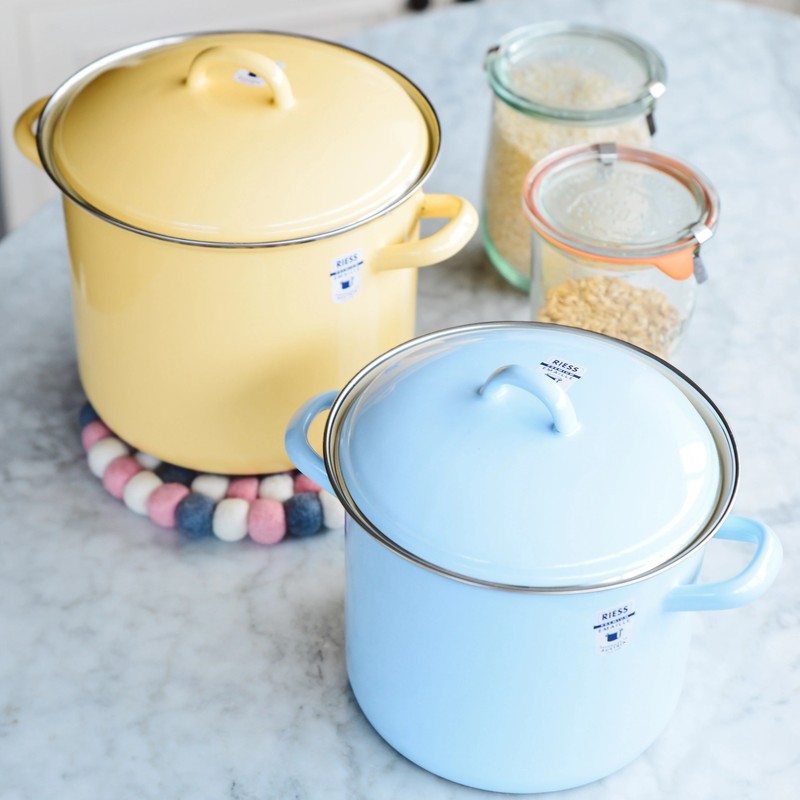奥地利制造RIESS搪瓷汤锅 手工搪瓷清新田园欧式双耳锅煲锅炖锅
