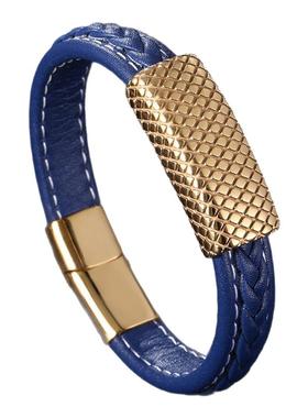 蛇年中国风金色长城纹手牌男士高颜值红色皮绳手链宽版转运红绳男