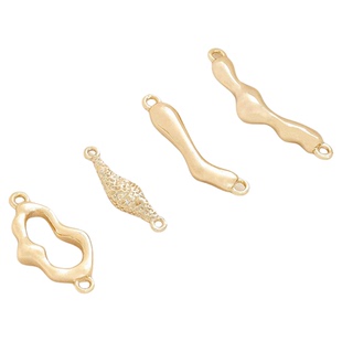 14K镀真金高保色异形椭圆长条巴洛克连接件diy手链项链双吊坠配件