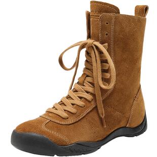 周雨彤同款百丽休闲拳击靴子女冬季新款中筒休闲西部短靴3RT62DZ5