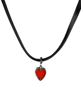 红色爱心吊坠简约项圈