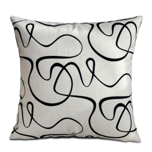 【心路】棉麻双面沙发靠垫 北欧客厅抱枕黑白灰简约风床靠背腰靠