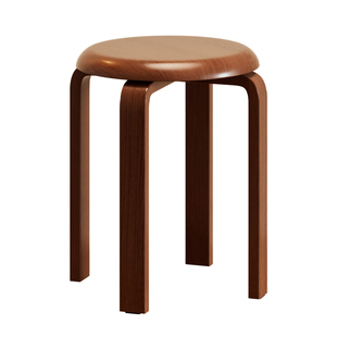 实木凳子家用板凳中古餐桌凳软包方凳圆凳复古小户型可叠放餐椅凳