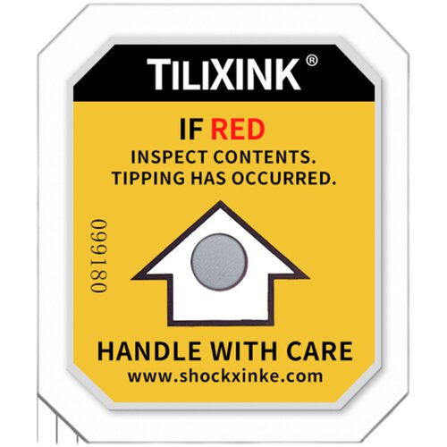 TILTXINKE黄色防震标签进口物流运输监测倾斜防震防撞防冲击标签
