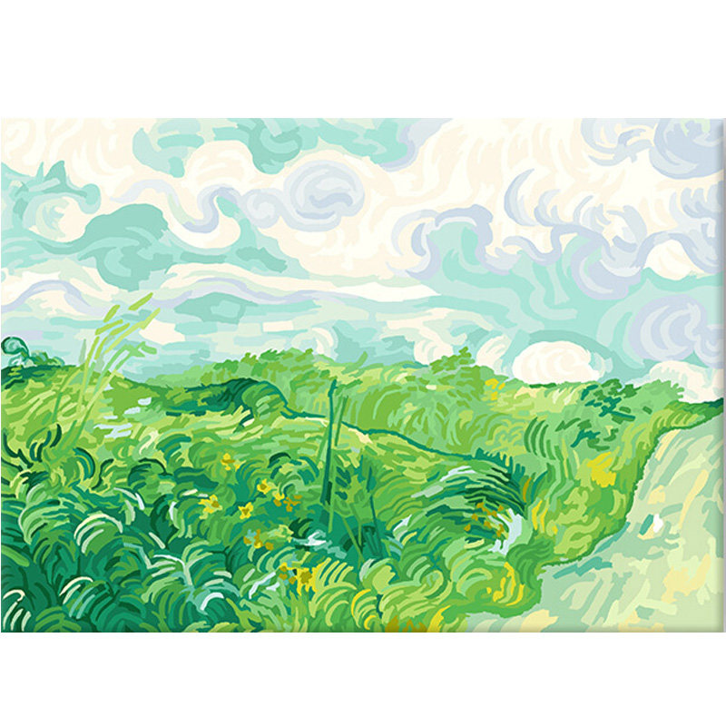 数字油画diy填色绿色麦田梵高