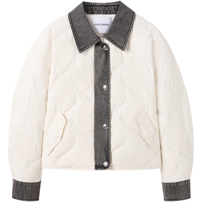 太平鸟女装秋冬轻薄羽绒宽松休闲牛仔衬衫羽绒服A1ACE4144