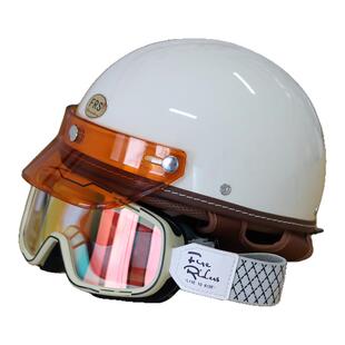 台湾fireriders evo复古摩托车半盔夏盔男女通勤踏板电动日式轻便