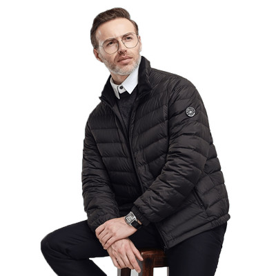 鸭鸭轻薄羽绒服男短款立领爸爸装