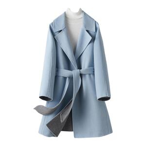 羊毛大衣女中长款系带收腰双面呢子2025秋冬新款毛呢外套