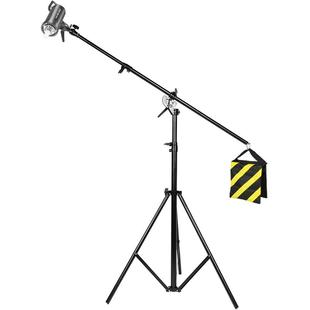 4米不锈钢全金属摄影灯架神牛影室灯多功能一体两用三脚架闪光灯顶灯架悬臂横臂横杆外拍支架红锤加粗加厚款