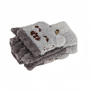 台湾mit儿童保暖手套冬男女童学生写作业字五指半指翻盖魔术手套