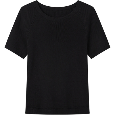 亲肤圆领刺绣针织半袖刘浩存同款