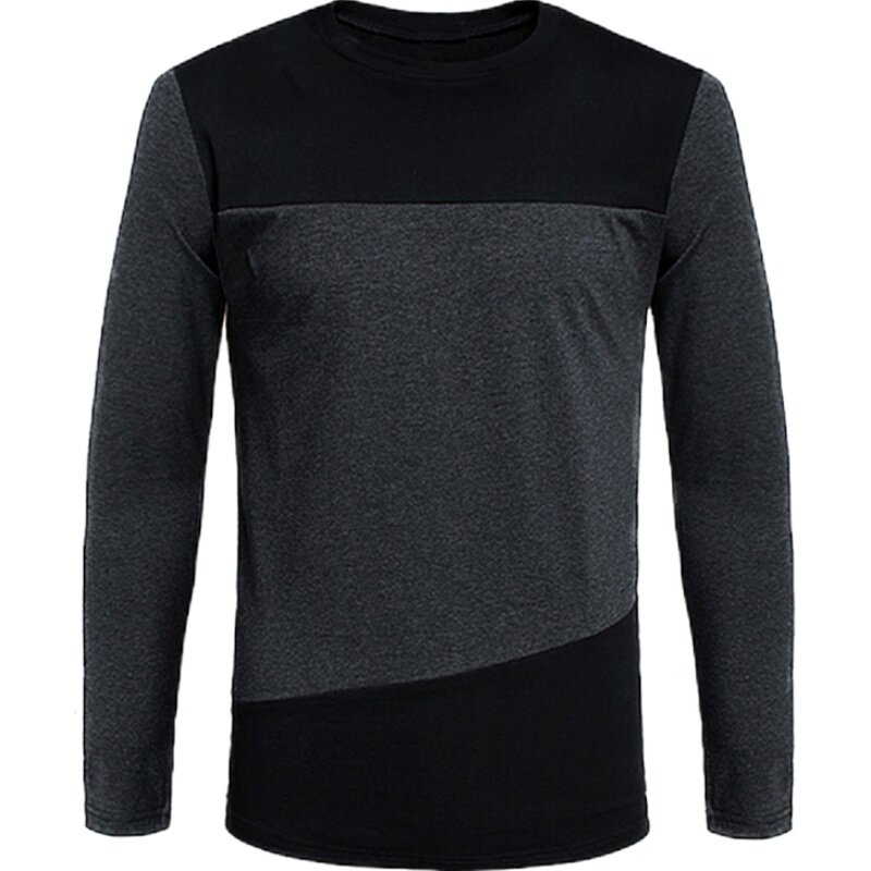 百搭经典男士 青年长袖t恤 大码男装 V领纯棉长袖T恤衫大码打底衫