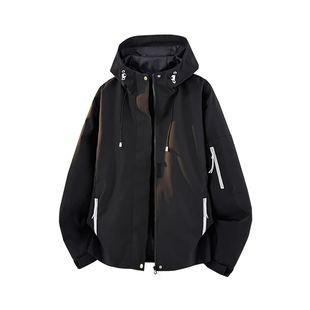 连帽外套男女款春秋季2026新款户外防风防水宽松休闲潮牌冲锋夹克
