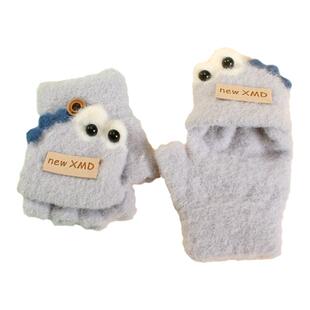 婴儿手套冬季保暖厚半指男女宝宝露指翻盖1幼儿3岁小孩可爱儿童